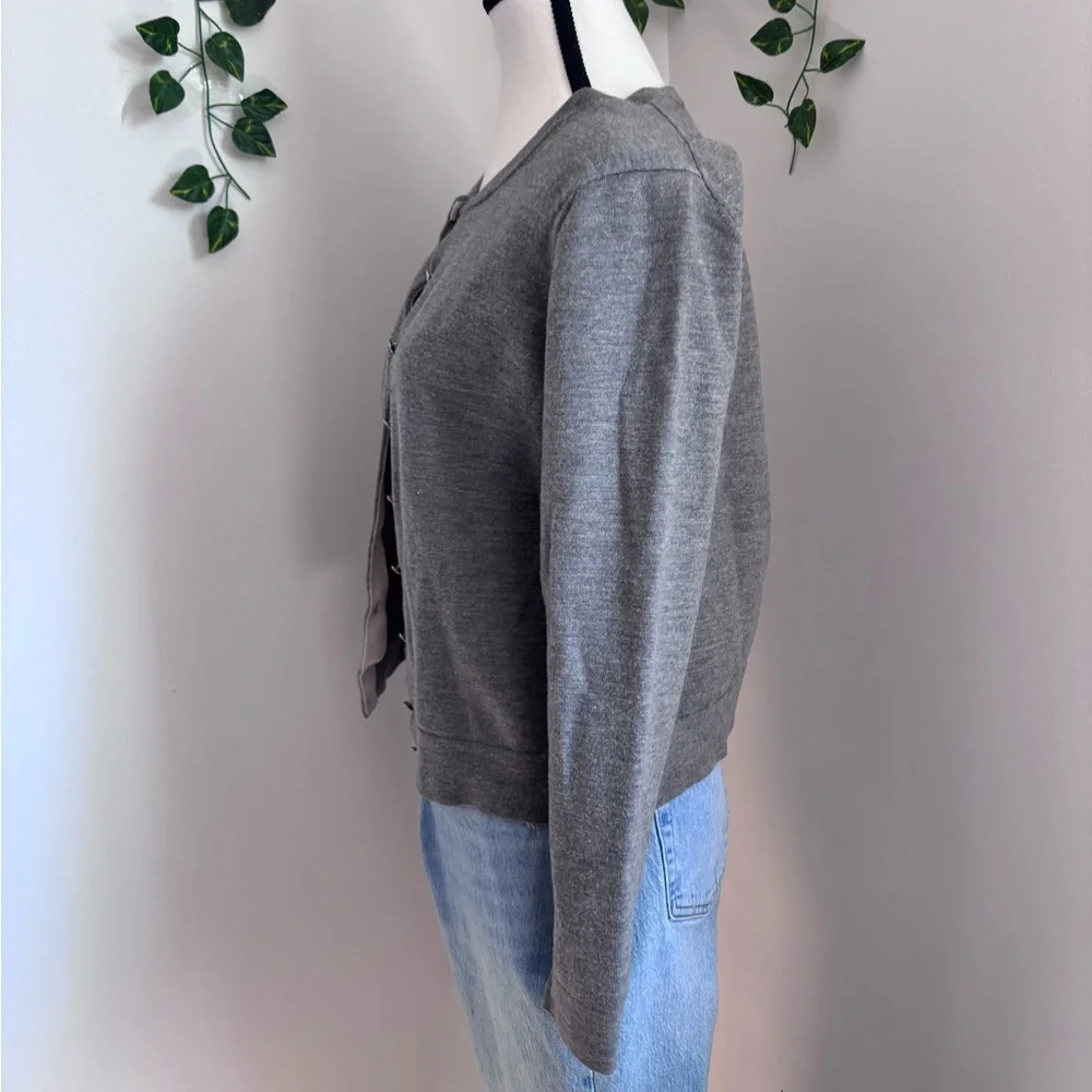 Banana Republic Grey Women's Cardigan Merino Wool Blend Long Sleeve Size L/M - Picture 4 of 5